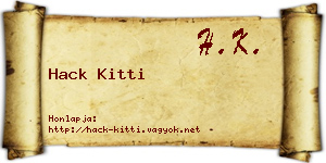Hack Kitti névjegykártya